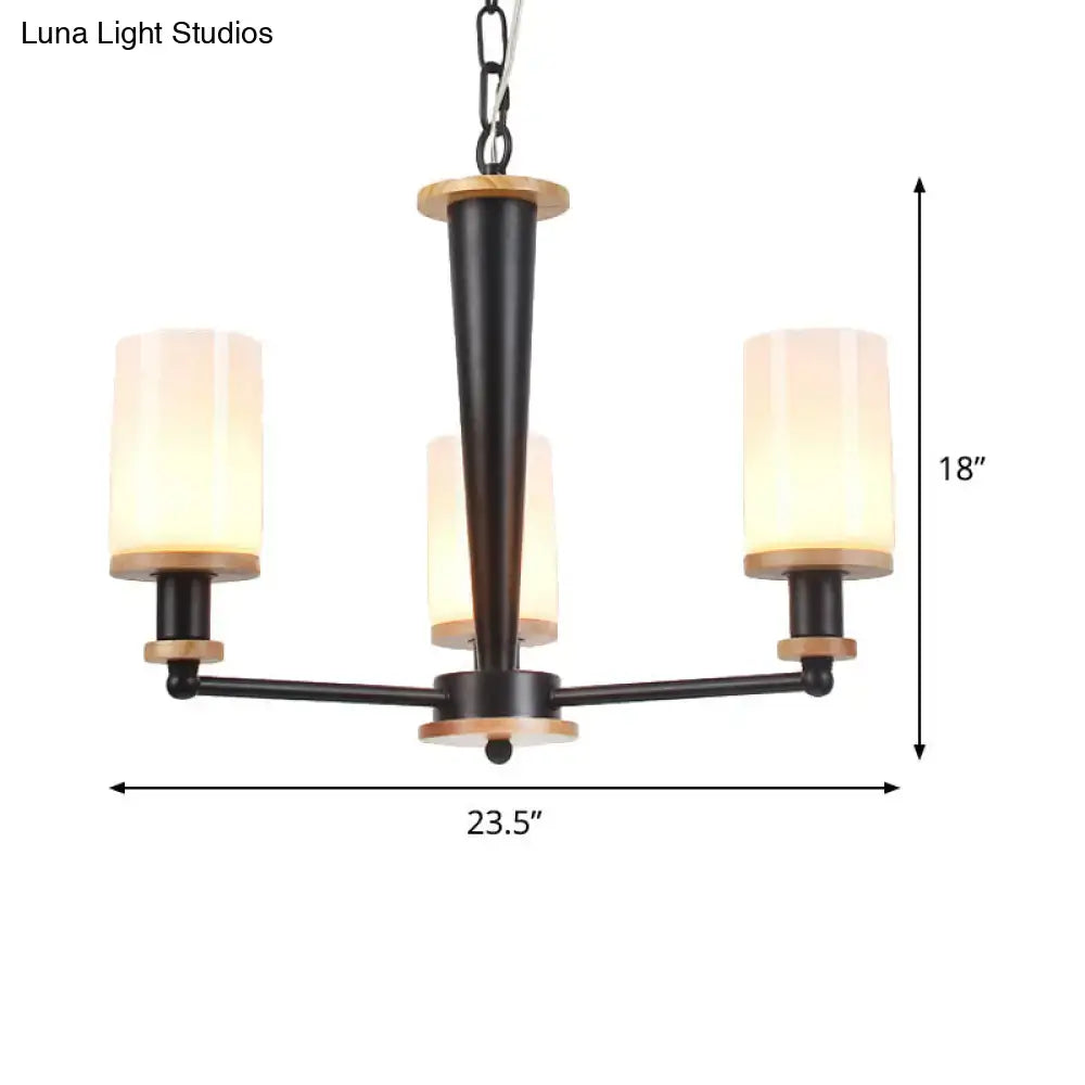 Black Wood Glass Chandelier