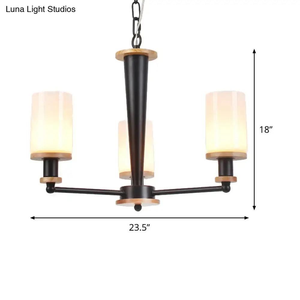 Black Wood Glass Chandelier