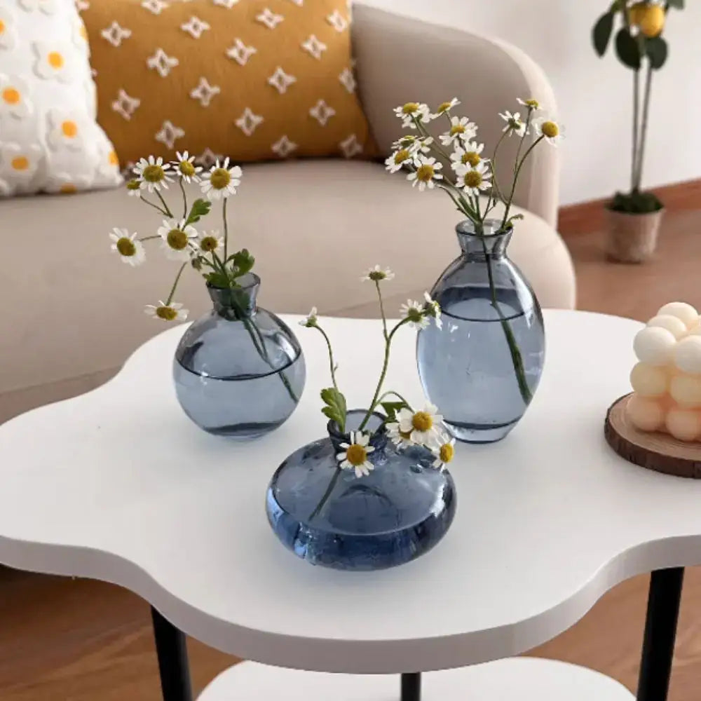 Blue Glass Vase Trio