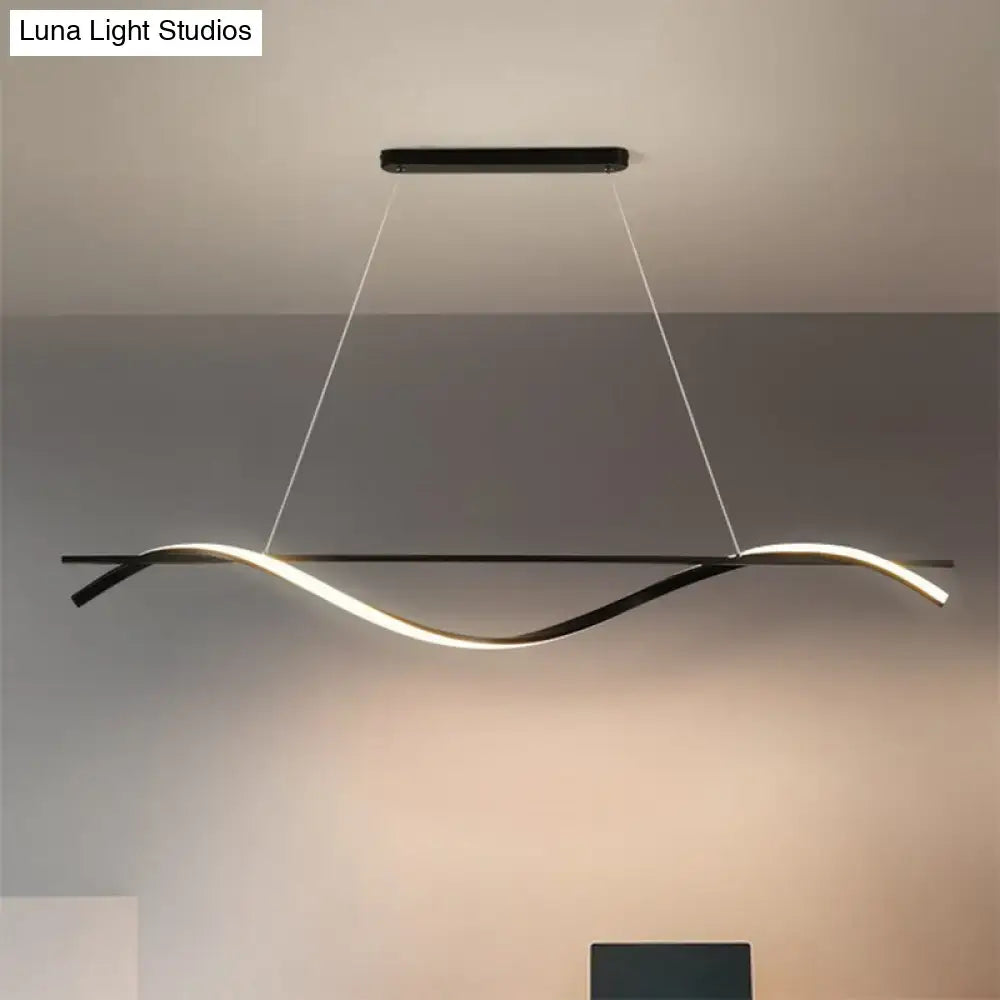 Black White Curved LED Chandelier for Dining