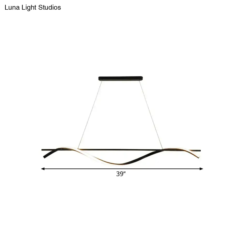 Black White Curved LED Chandelier for Dining
