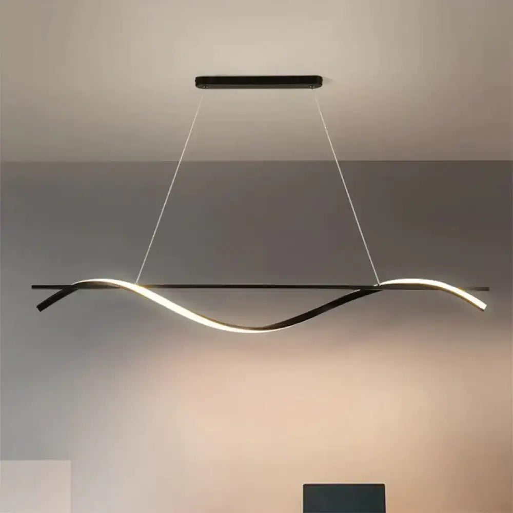 Black White Curved LED Chandelier for Dining
