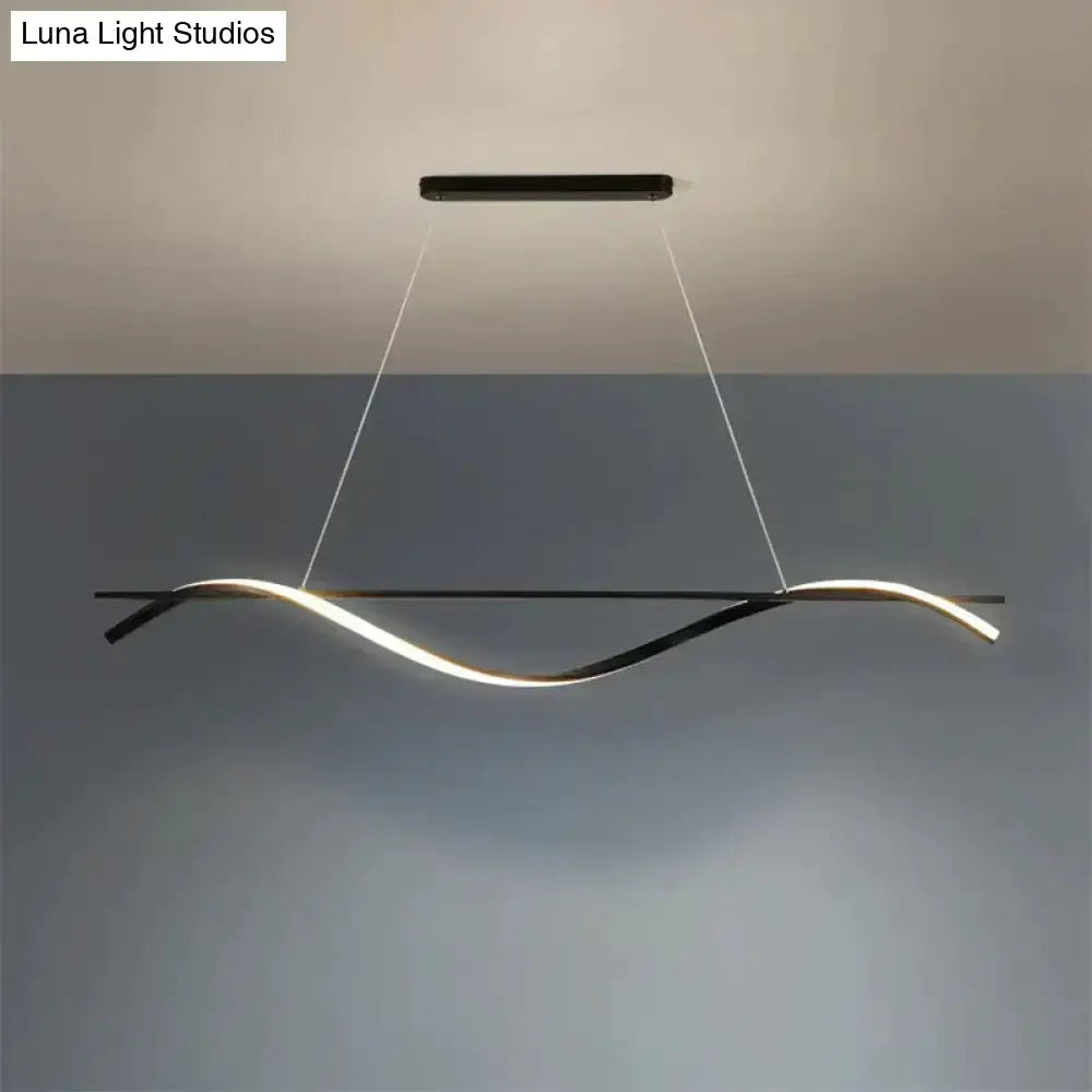 Black White Curved LED Chandelier for Dining