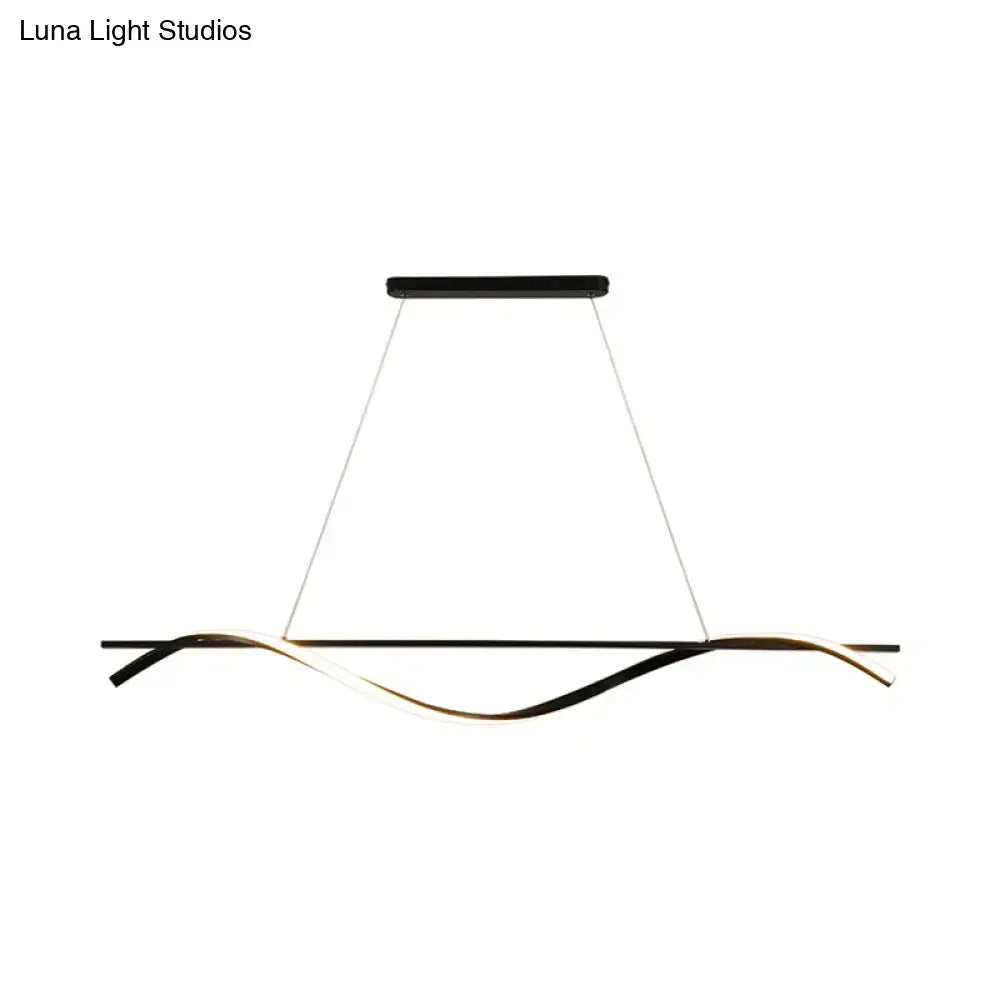 Black White Curved LED Chandelier for Dining