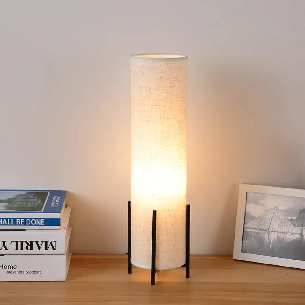 Beige Fabric Tubular Dimmable Reading Lamp