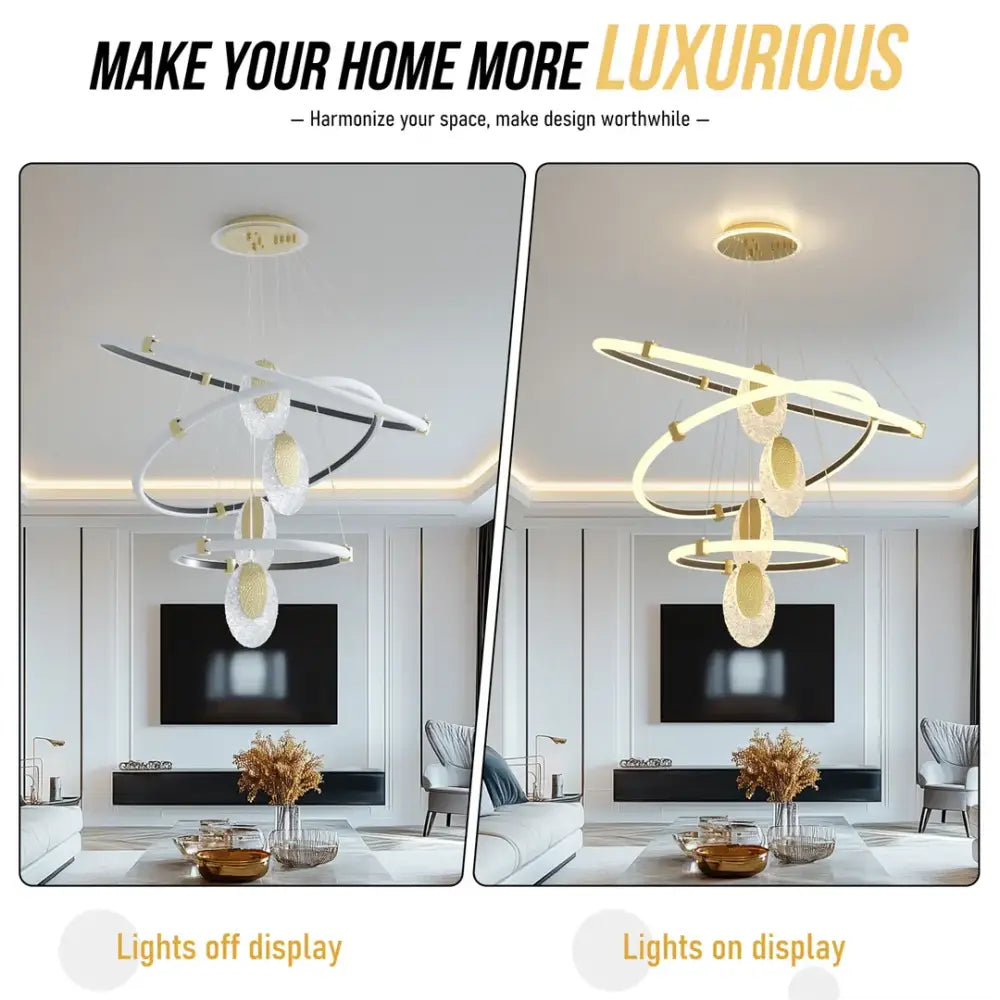 Gold LED Rings Chandelier