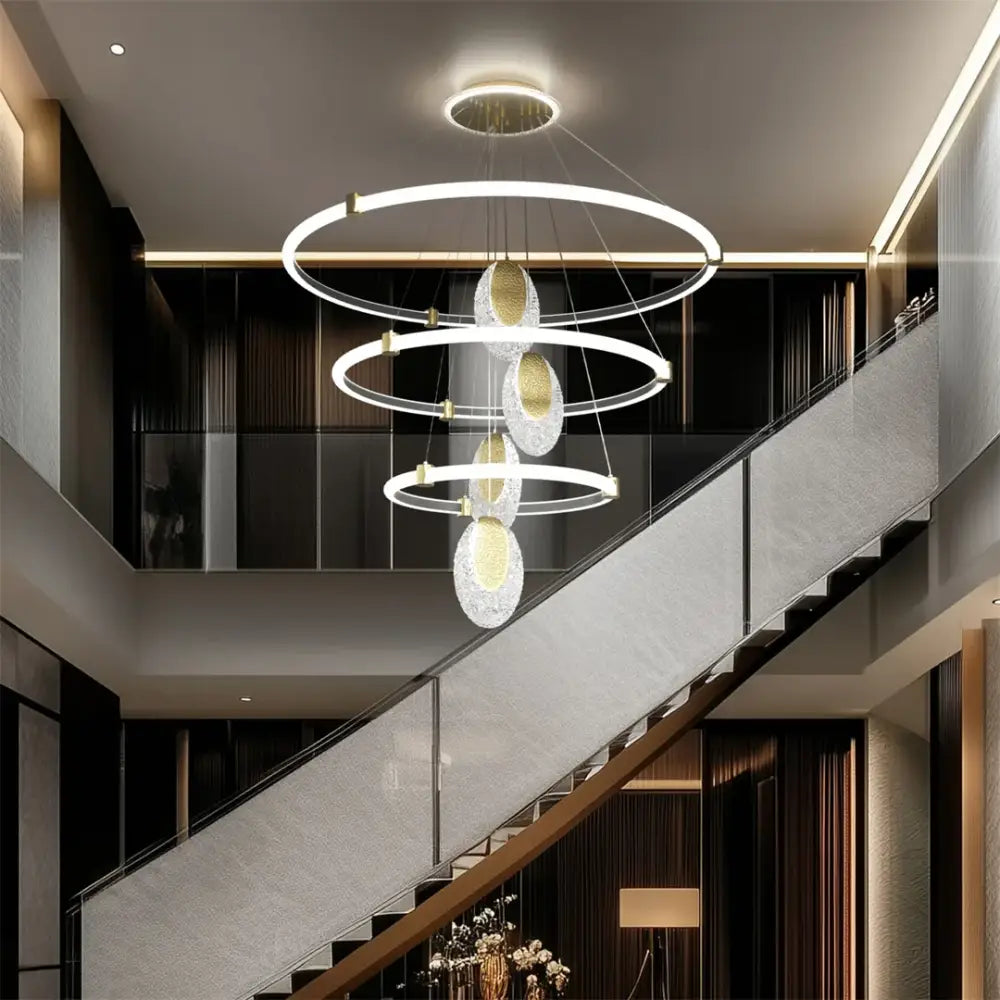 Gold LED Rings Chandelier
