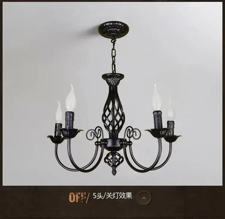 Black Iron Scroll Chandelier