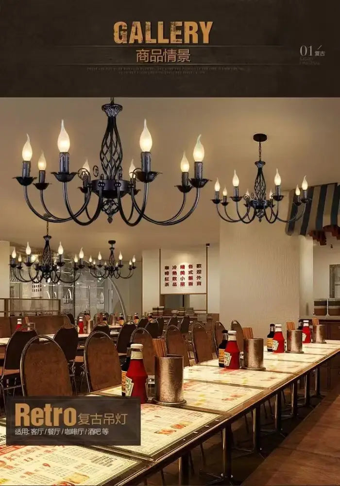 Black Iron Scroll Chandelier