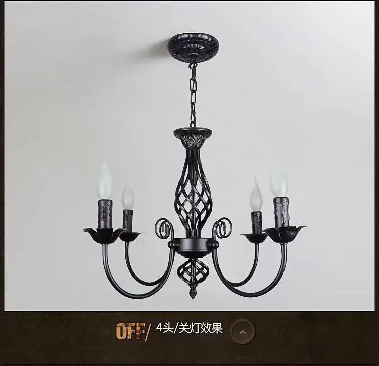 Black Iron Scroll Chandelier