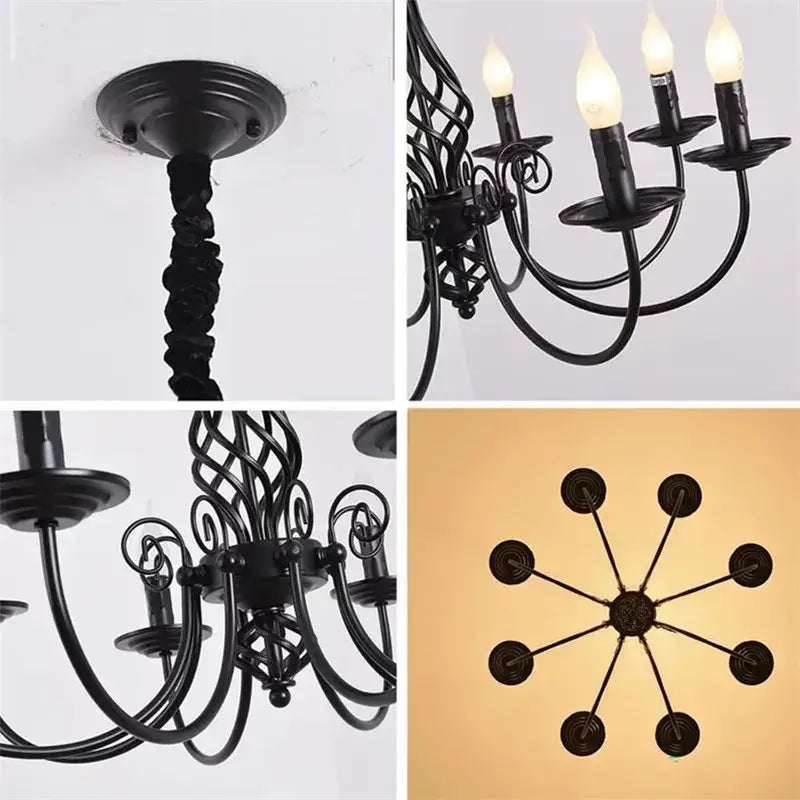 Black Iron Scroll Chandelier