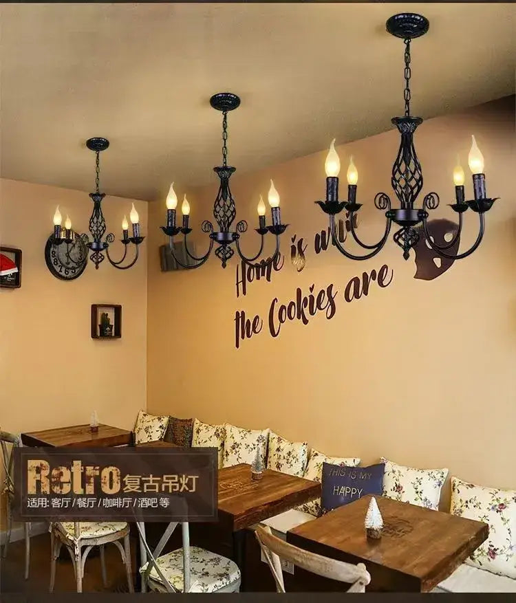 Black Iron Scroll Chandelier