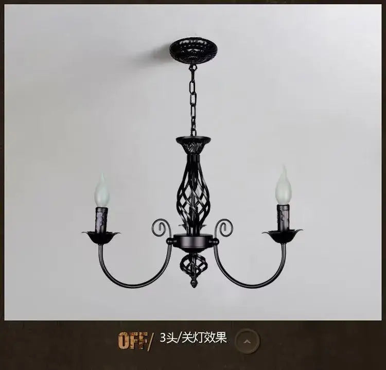 Black Iron Scroll Chandelier