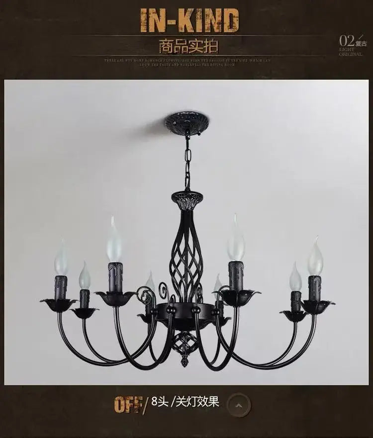 Black Iron Scroll Chandelier