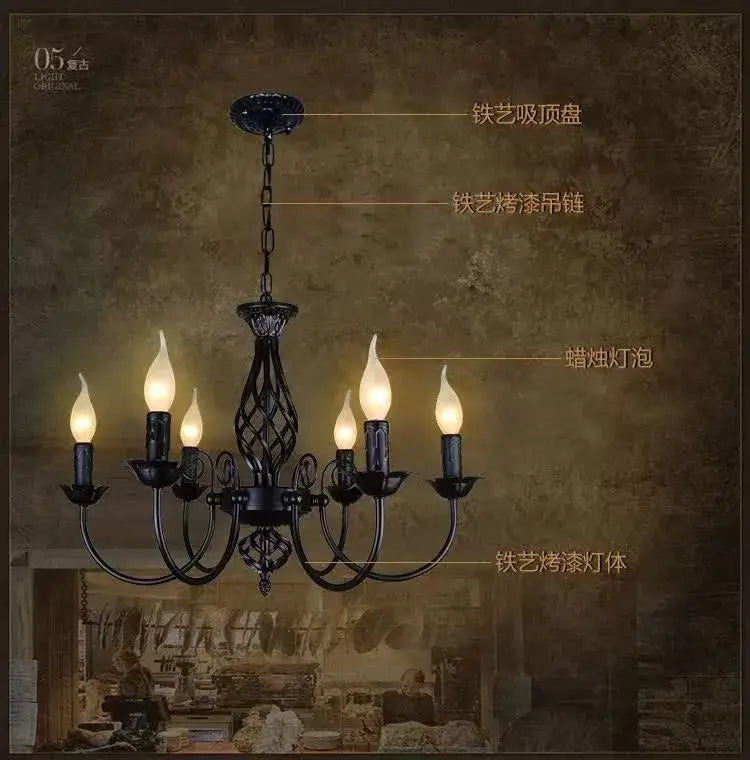 Black Iron Scroll Chandelier