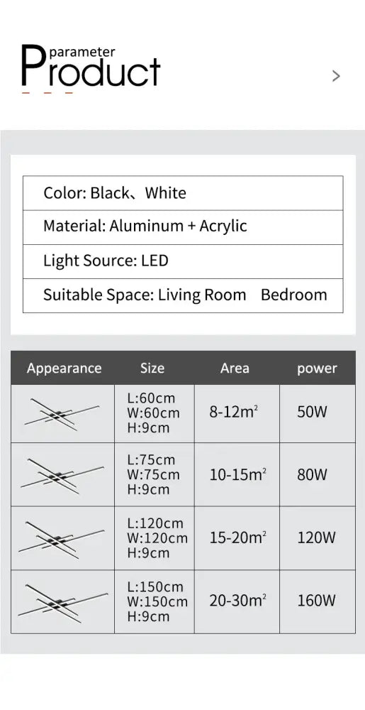 Black Square LED Chandelier