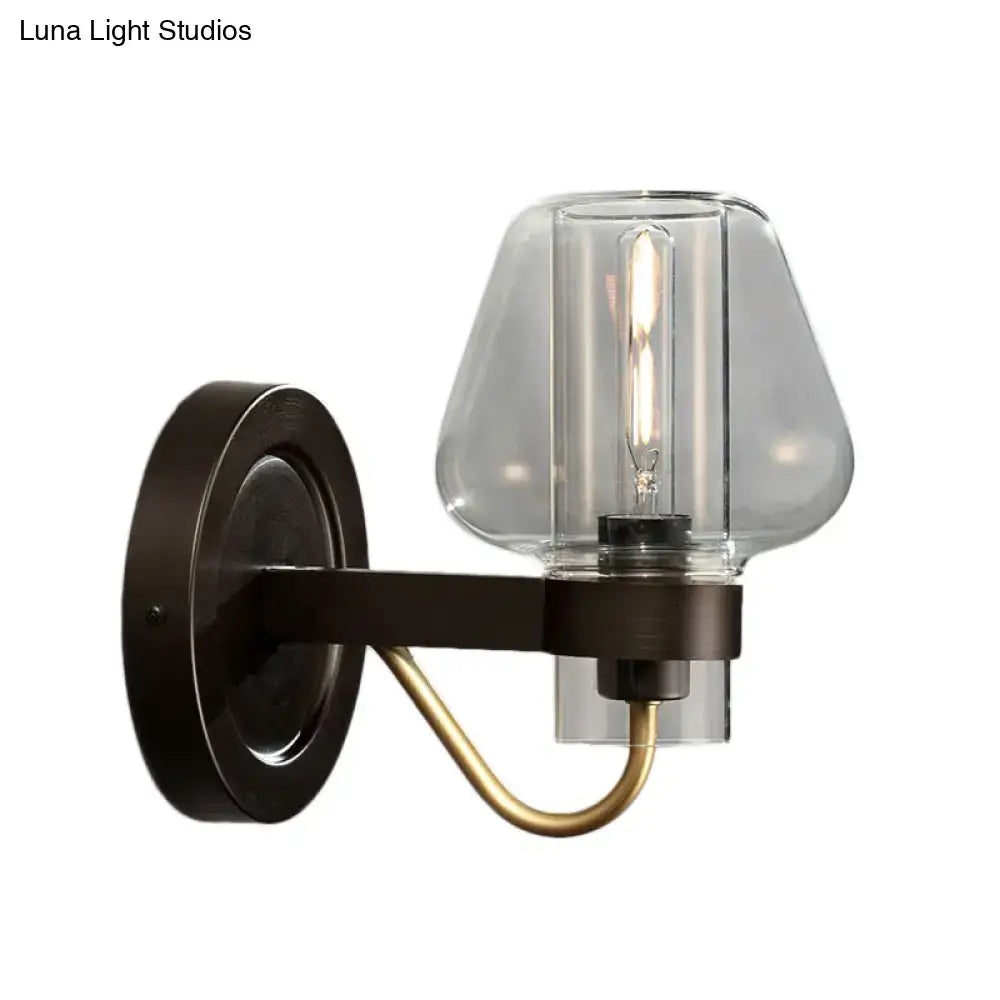 Black Brass Glass Mushroom Wall Sconce