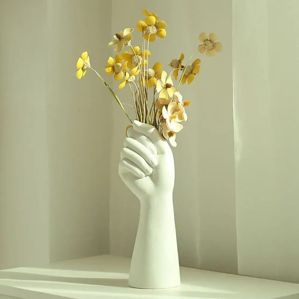 White Ceramic Arm Vase