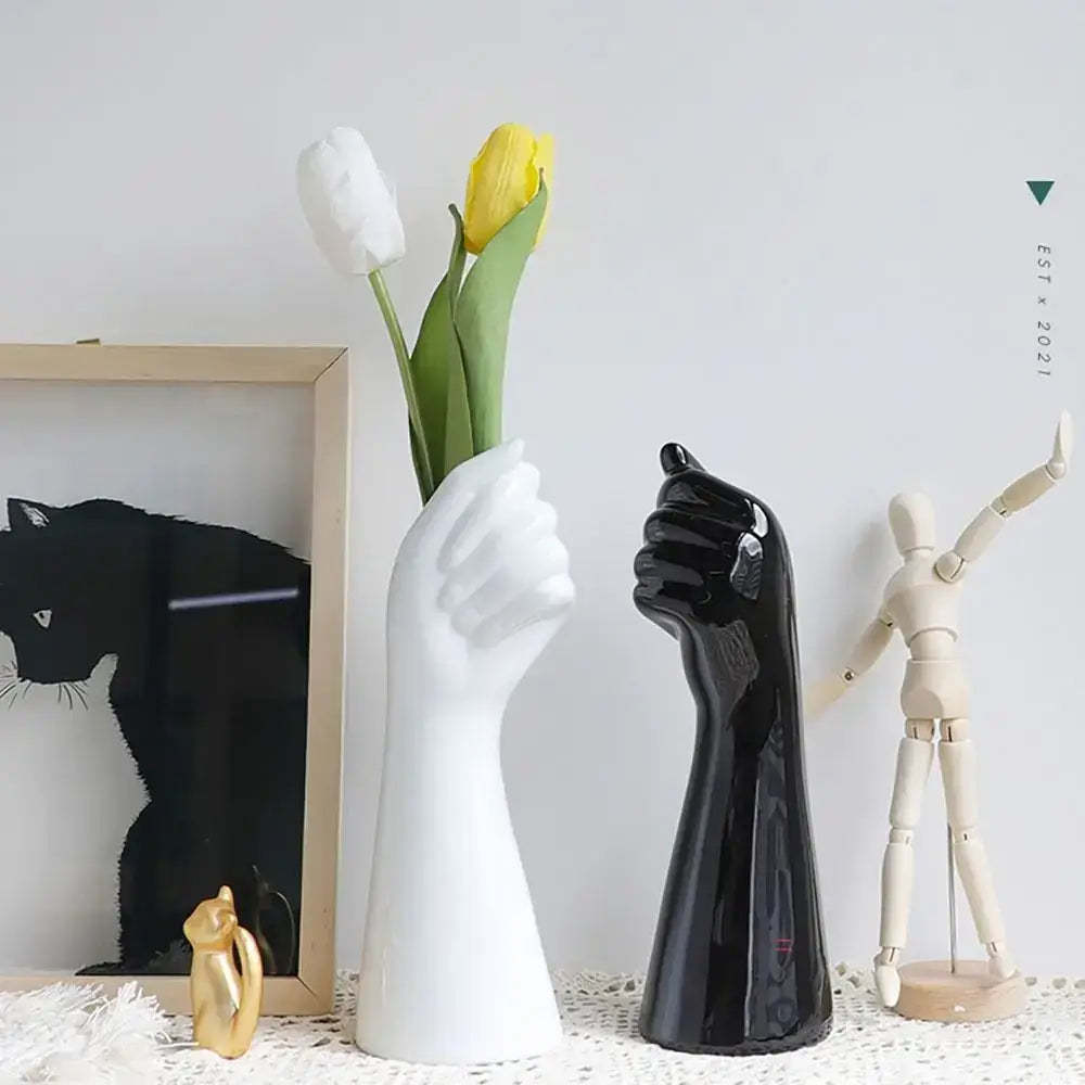 White Ceramic Arm Vase