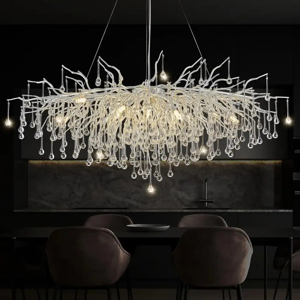 Gold Rectangular Crystal Chandelier