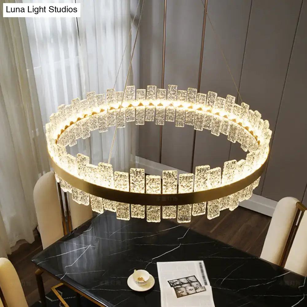 Brass Crystal Loop Design Pendant Light