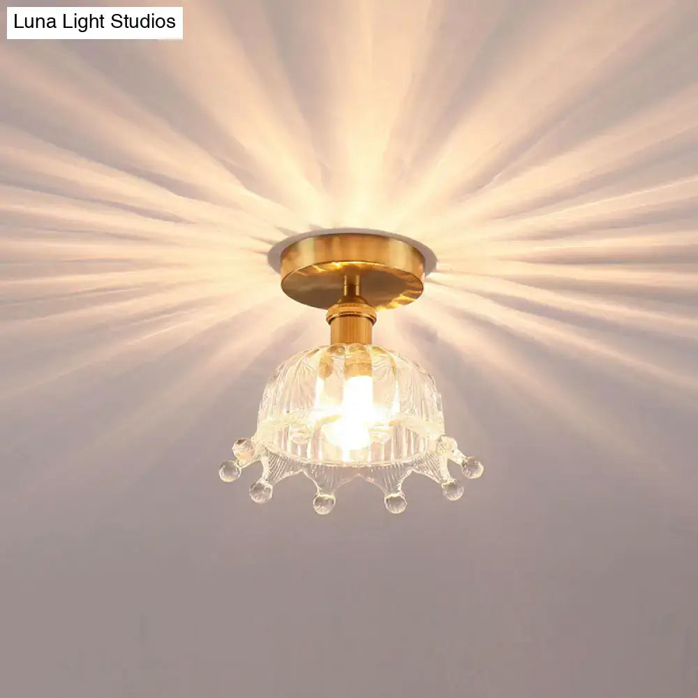 Gold Floral Glass Ceiling Light for Foyer