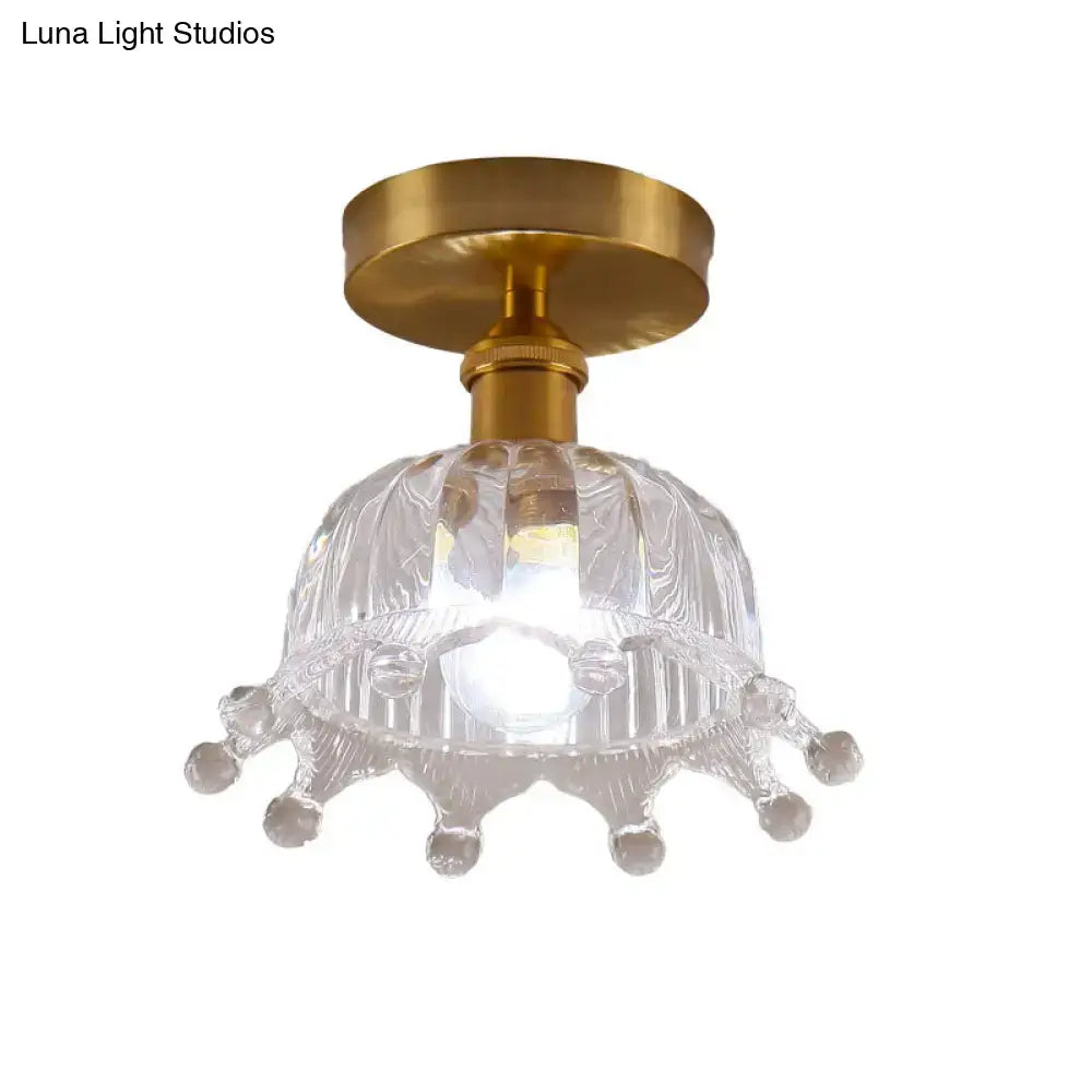 Gold Floral Glass Ceiling Light for Foyer