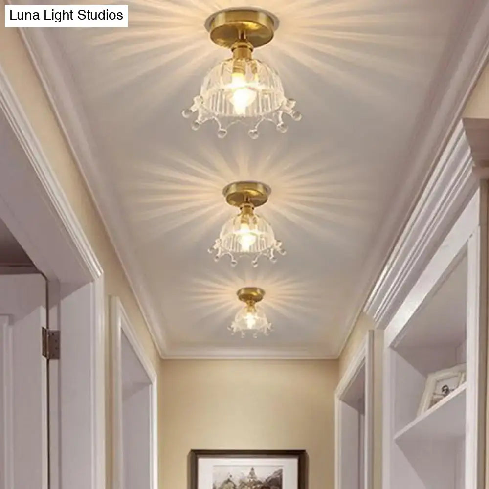Gold Floral Glass Ceiling Light for Foyer
