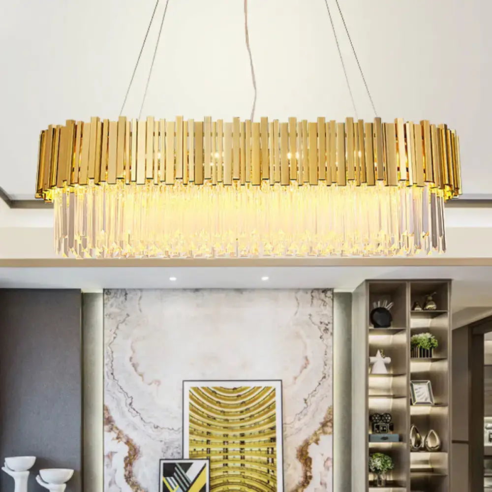 Gold Crystal Prism Chandelier