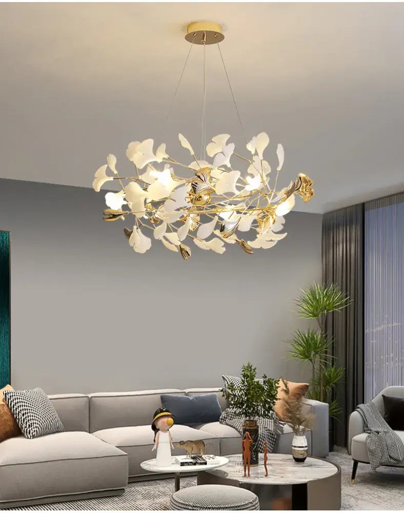 Gold Ginkgo LED Chandelier