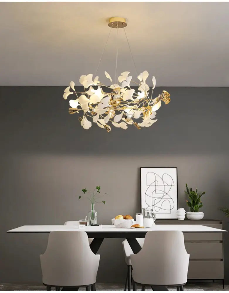 Gold Ginkgo LED Chandelier