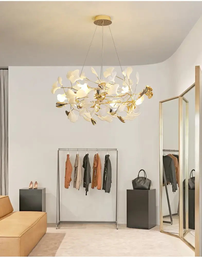 Gold Ginkgo LED Chandelier