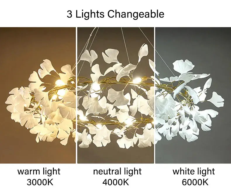 Gold Ginkgo LED Chandelier