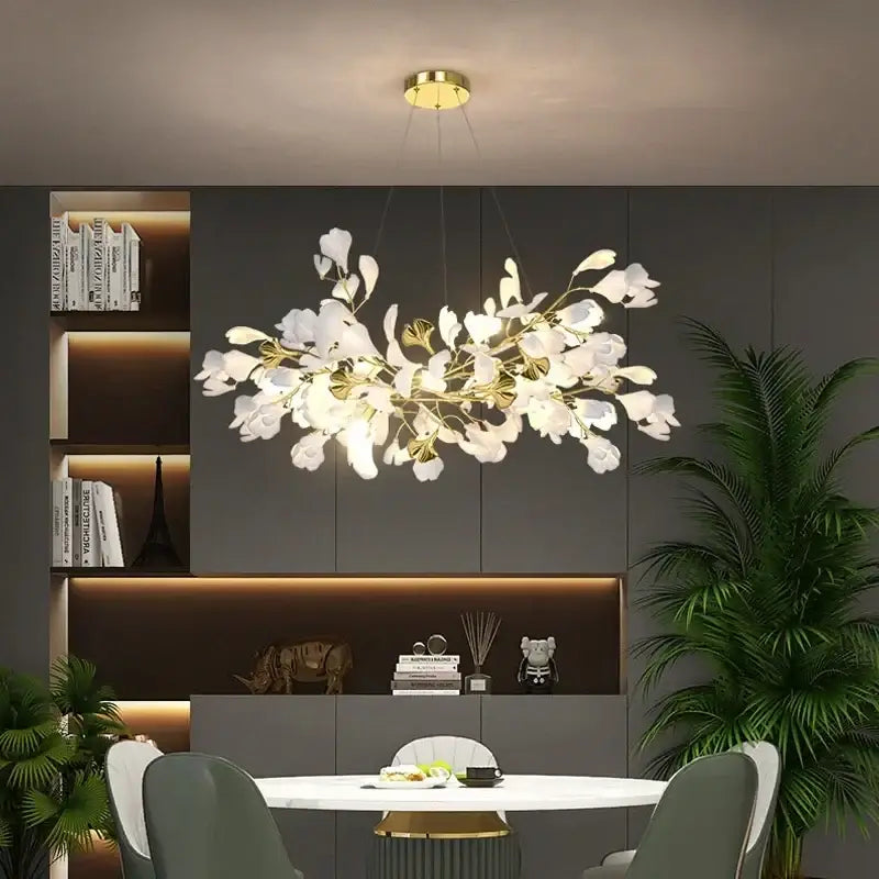Gold Ginkgo LED Chandelier