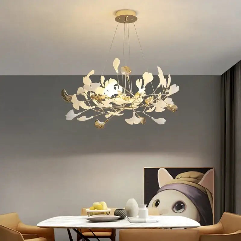 Gold Ginkgo LED Chandelier