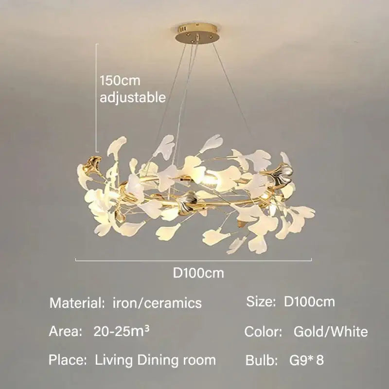 Gold Ginkgo LED Chandelier