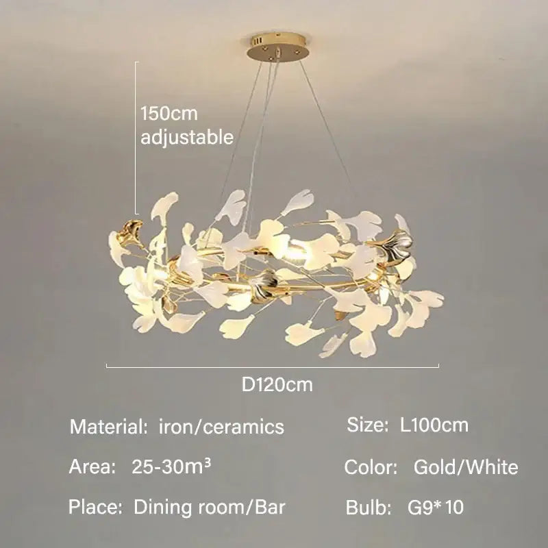 Gold Ginkgo LED Chandelier