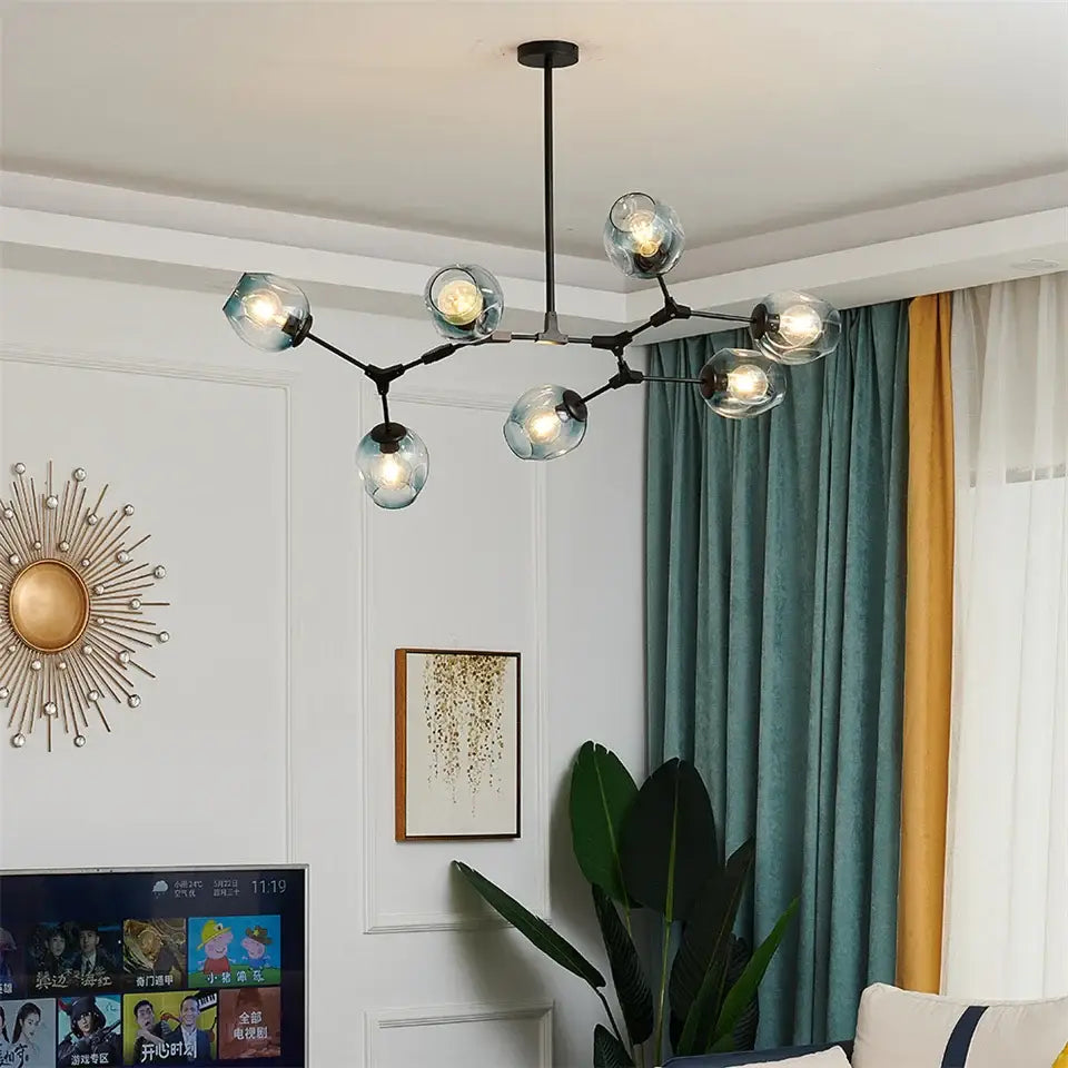 Green Glass Ball Chandelier