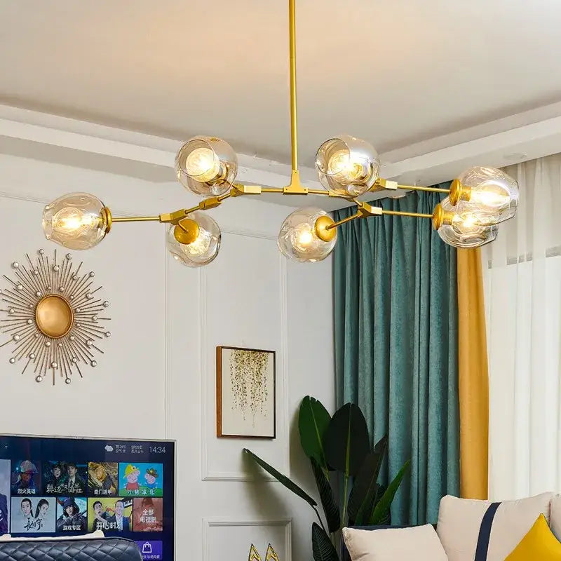 Green Glass Ball Chandelier