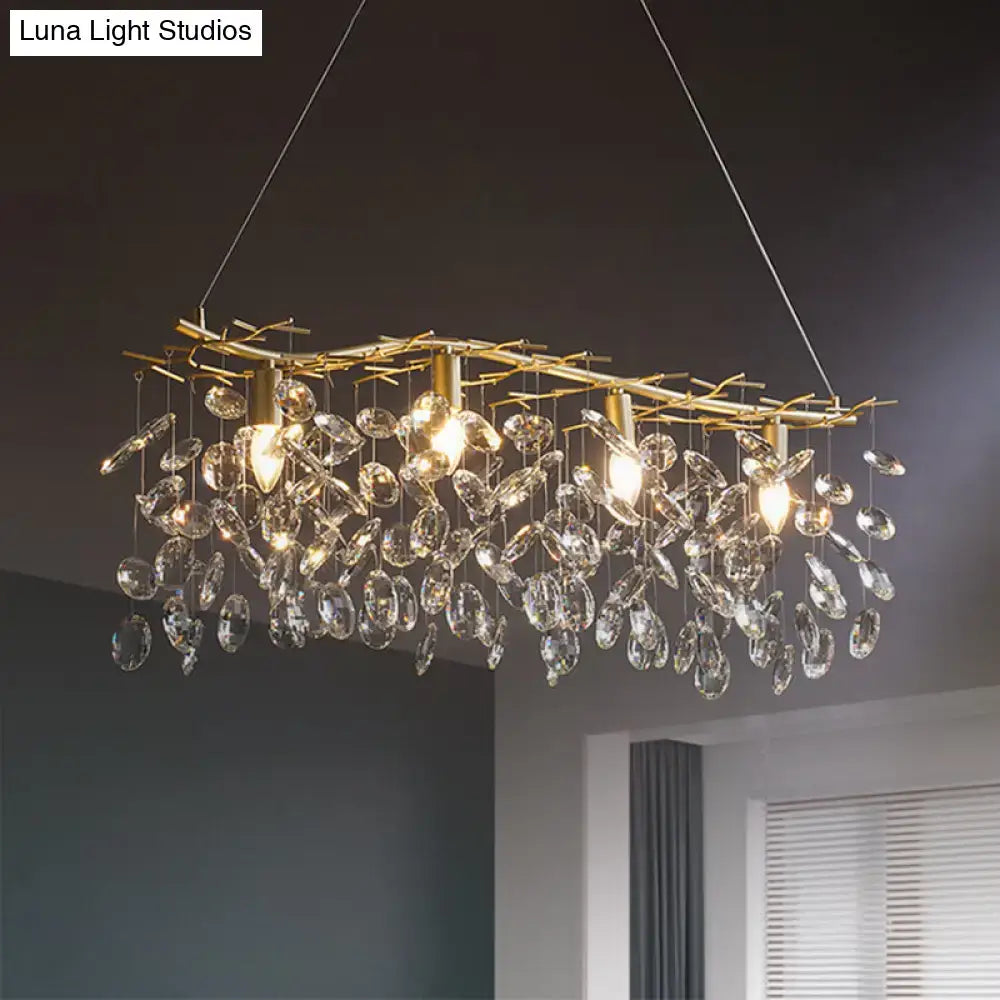 Gold Crystal Island Lamp Droplet Adjustable Height