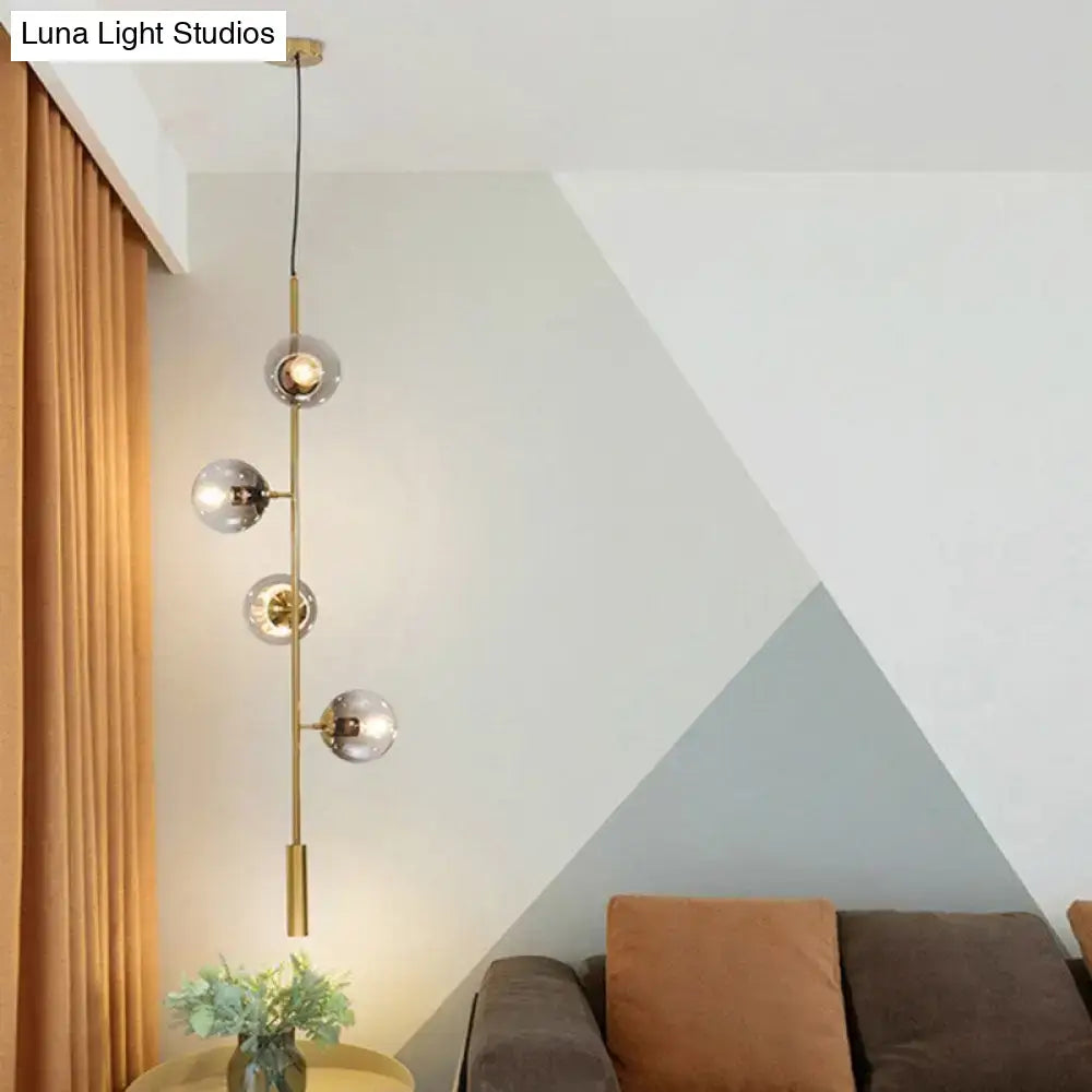 Gold Glass Linear Chandelier