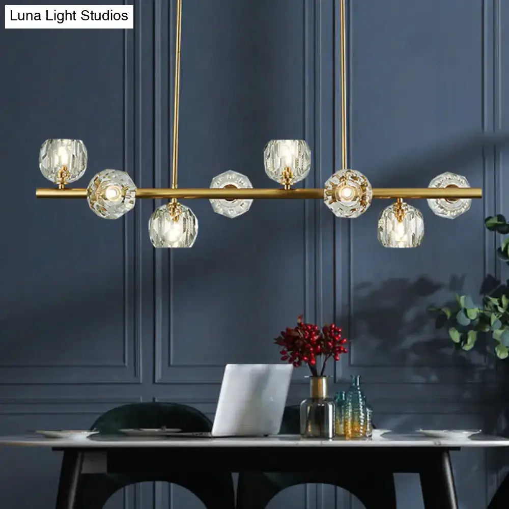 Gold Crystal Dome Shade Pendant Light