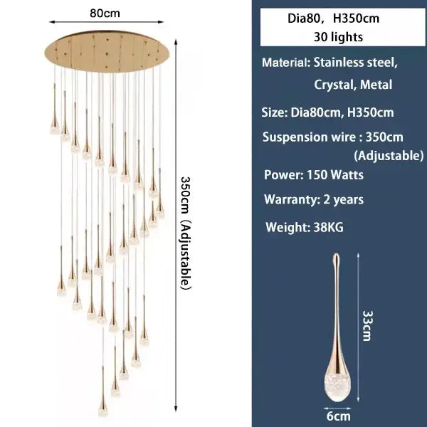 Gold Crystal LED Chandelier