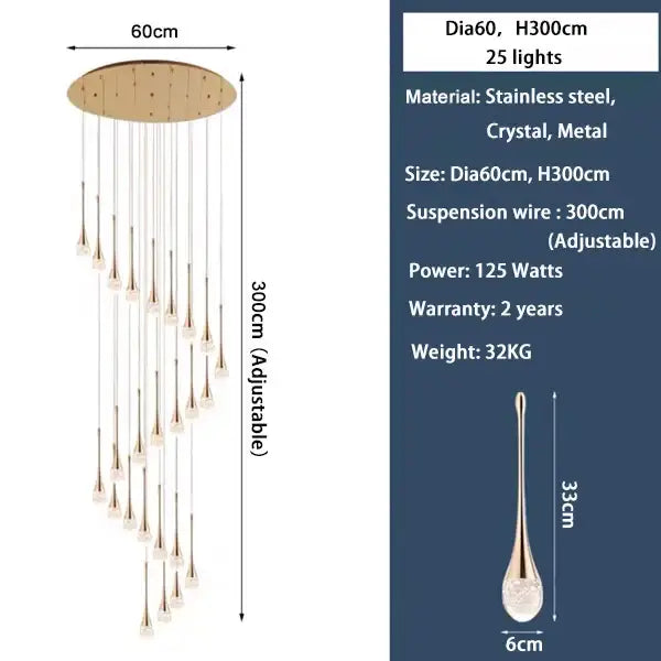 Gold Crystal LED Chandelier