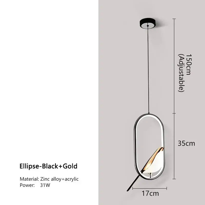 Gold Magpie Frame Pendant