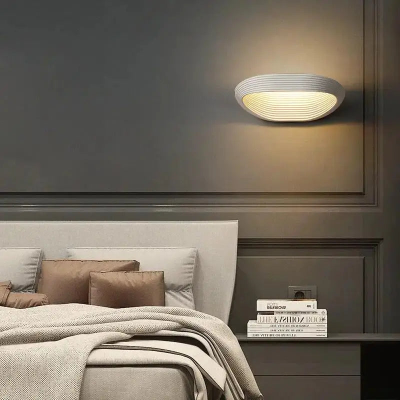 Black Curved Ridged Wall Sconce for Living Room