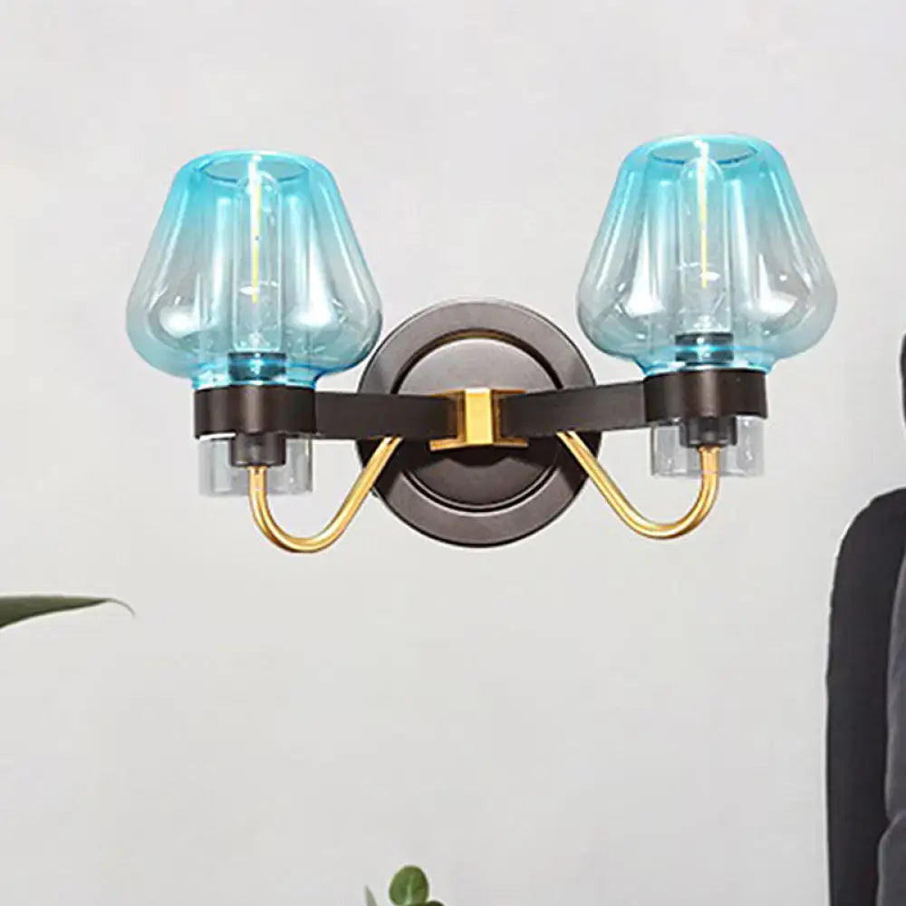 Blue Glass Mushroom Sconce