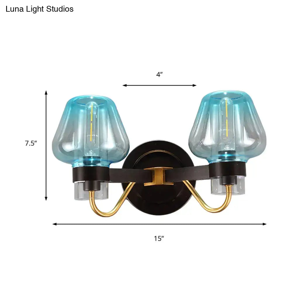 Blue Glass Mushroom Sconce