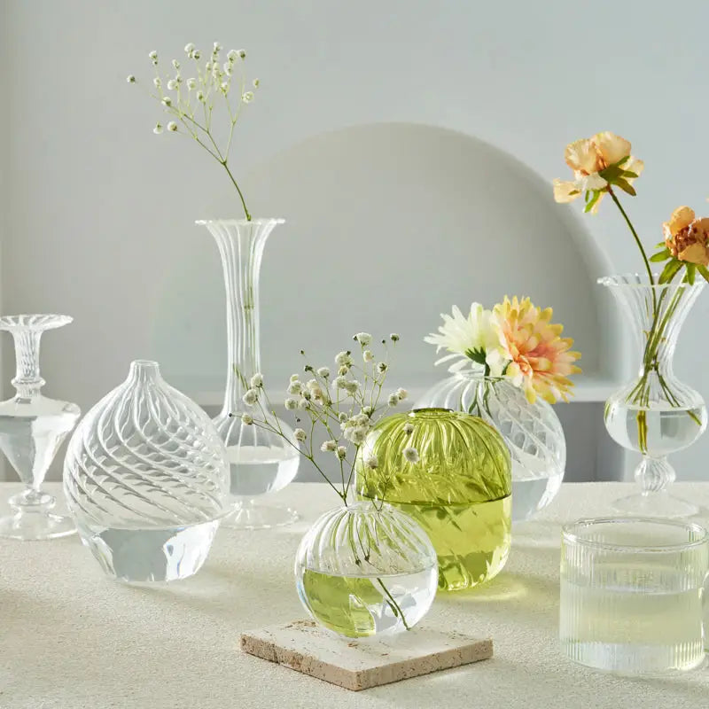 Clear Ribbed Glass Vase