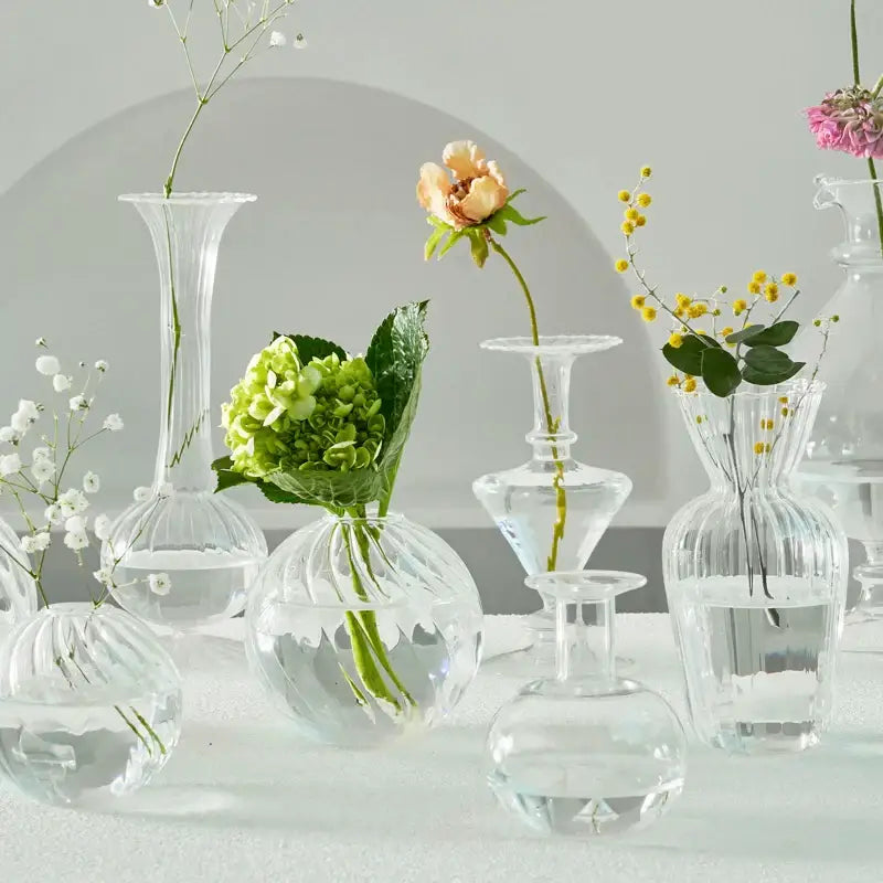Clear Ribbed Glass Vase
